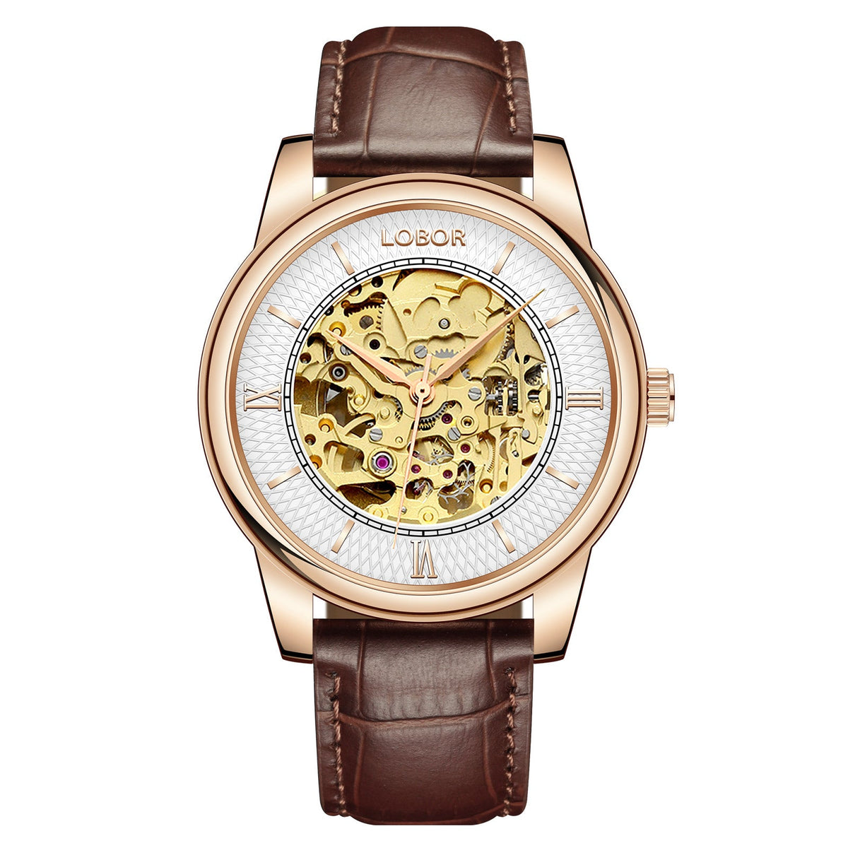 Dynasty Charlemagne Brown 40mm | Skeleton Automatic Watches For 
