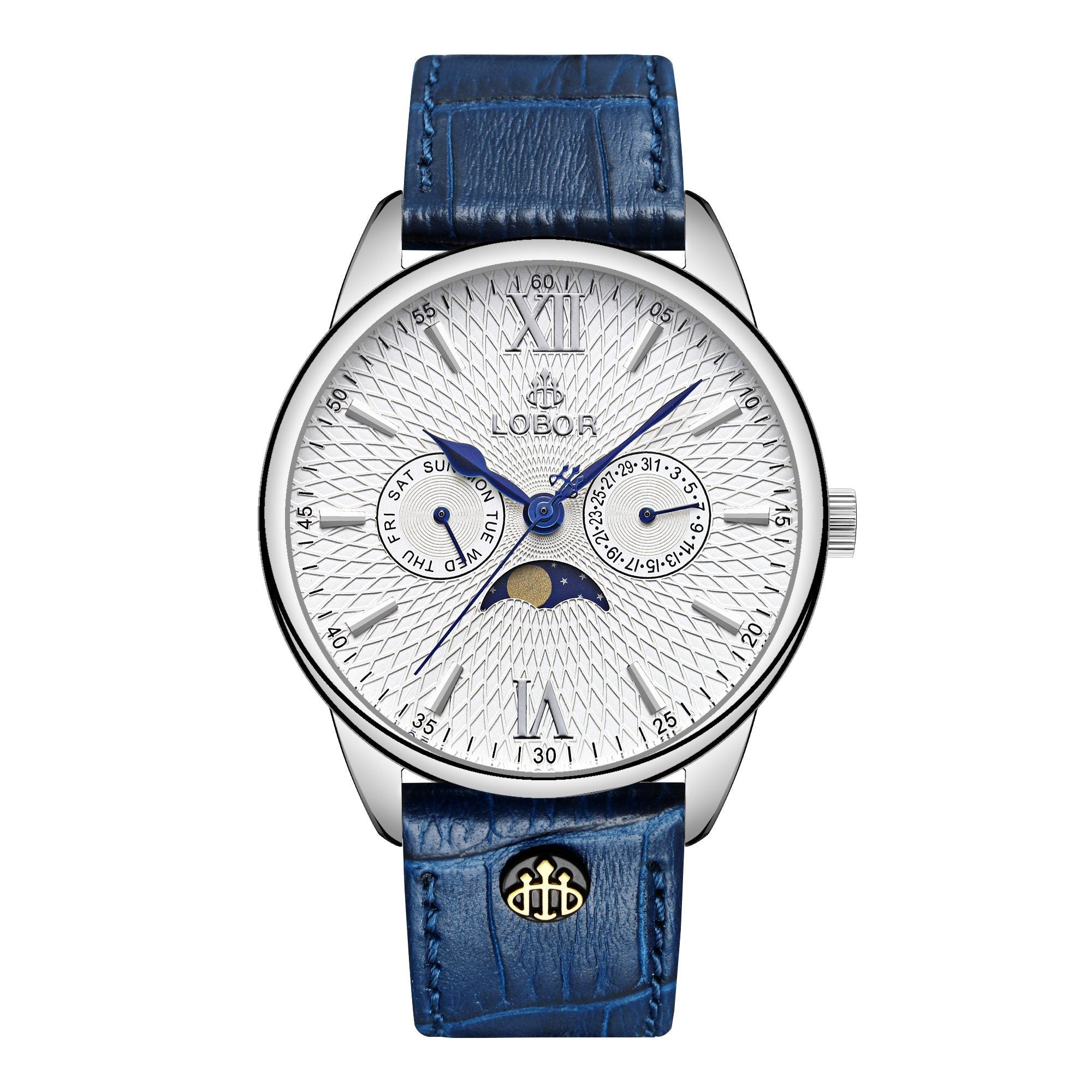 Equinox Blue 40mm | Affordable Moonphase Watches | LOBOR Watches