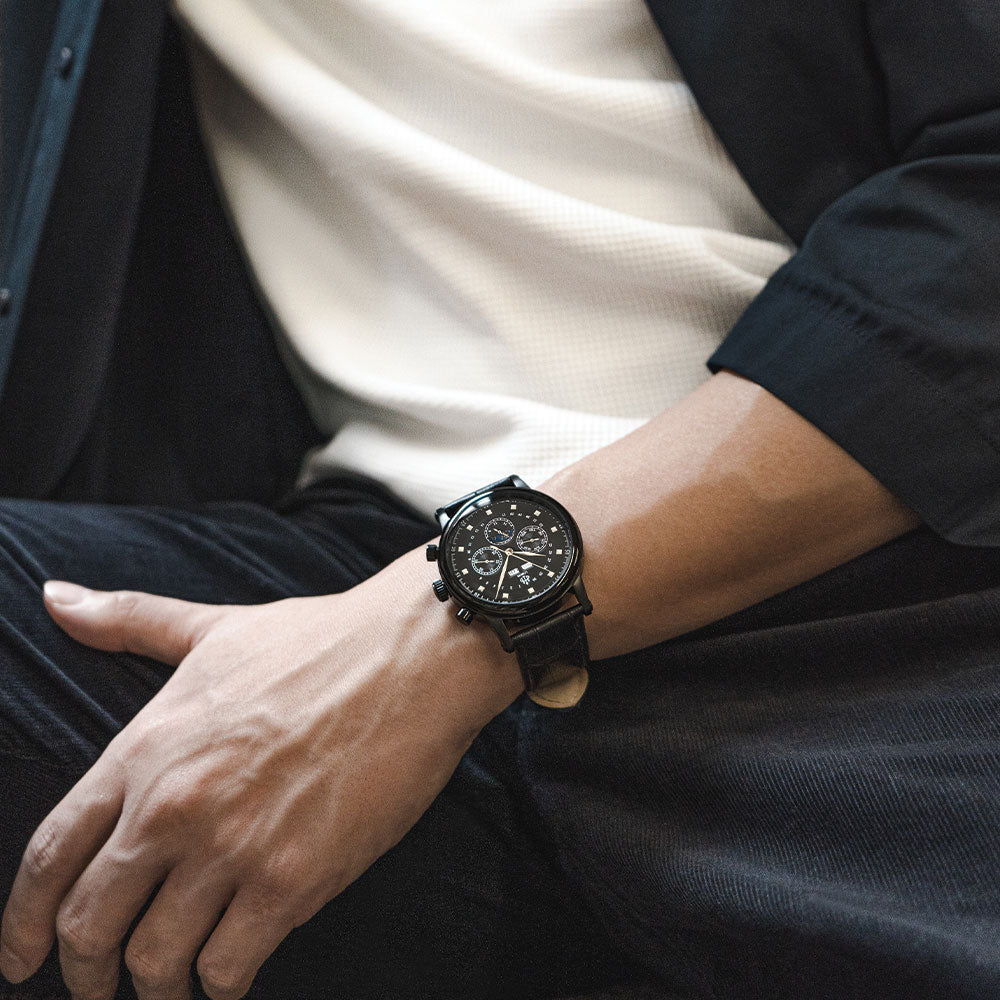 Black moonphase watch for men