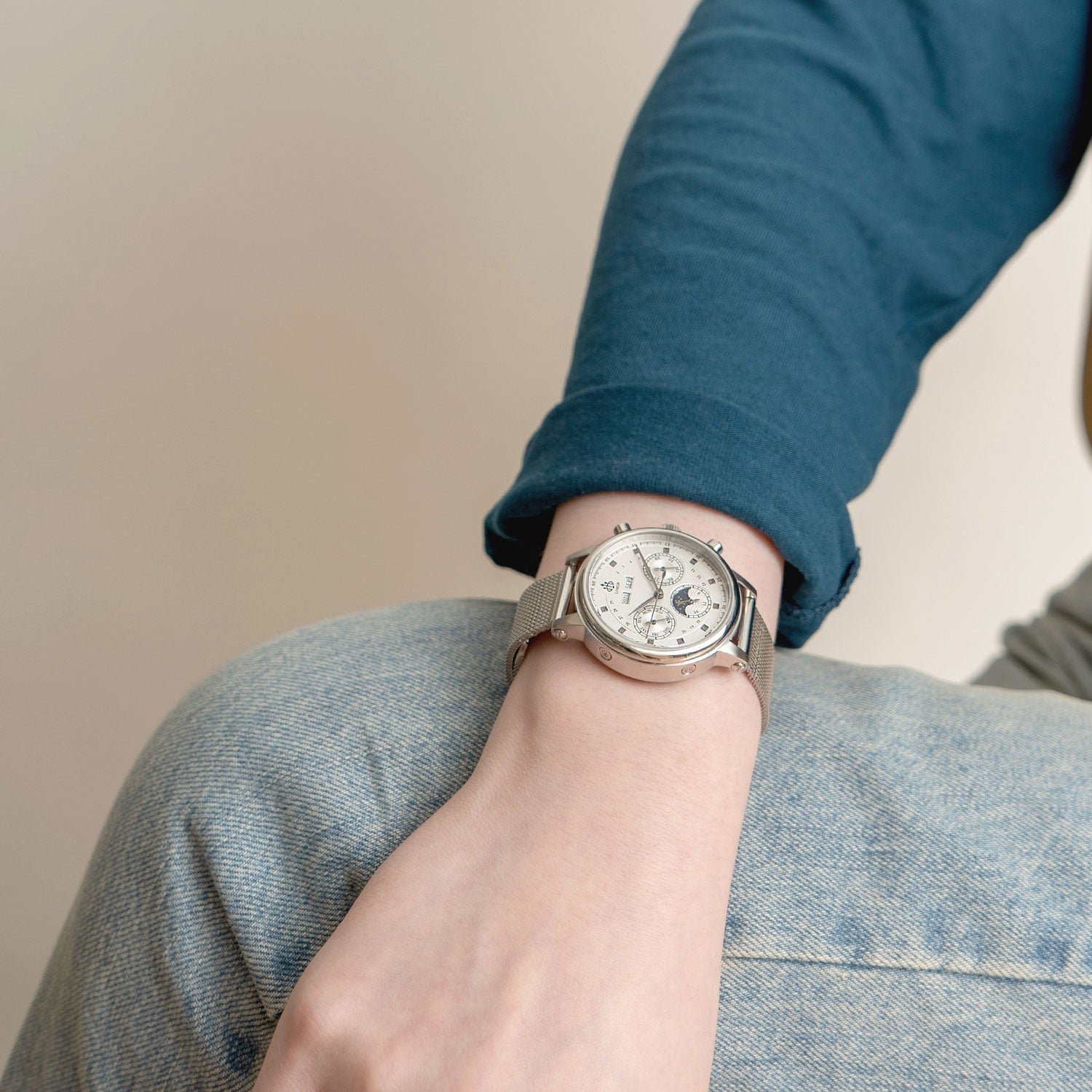 Silver moonphase watch for women