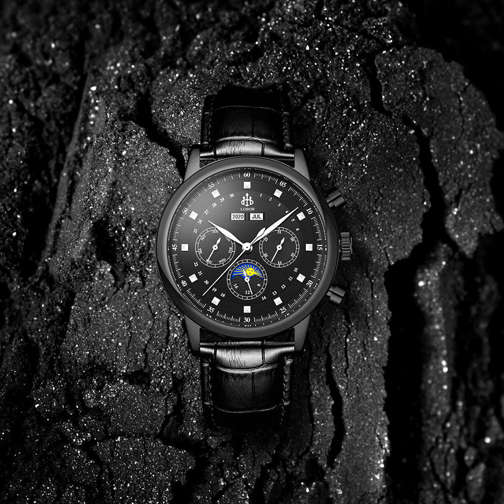 Black moonphase watch for men