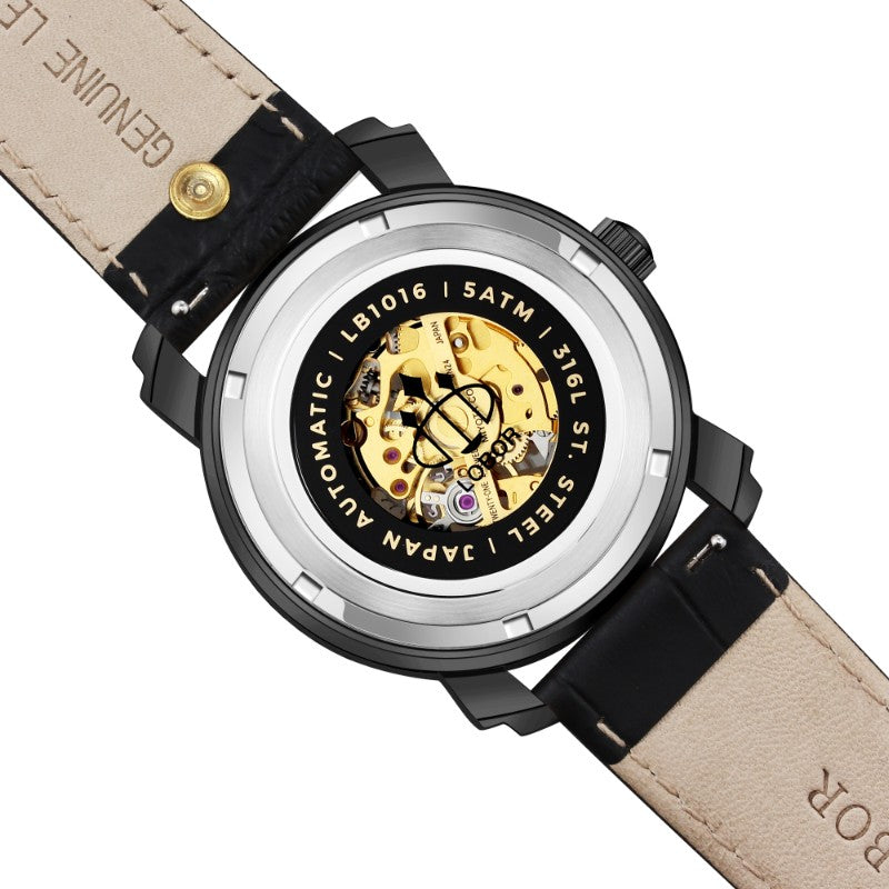 Black skeleton automatic watches