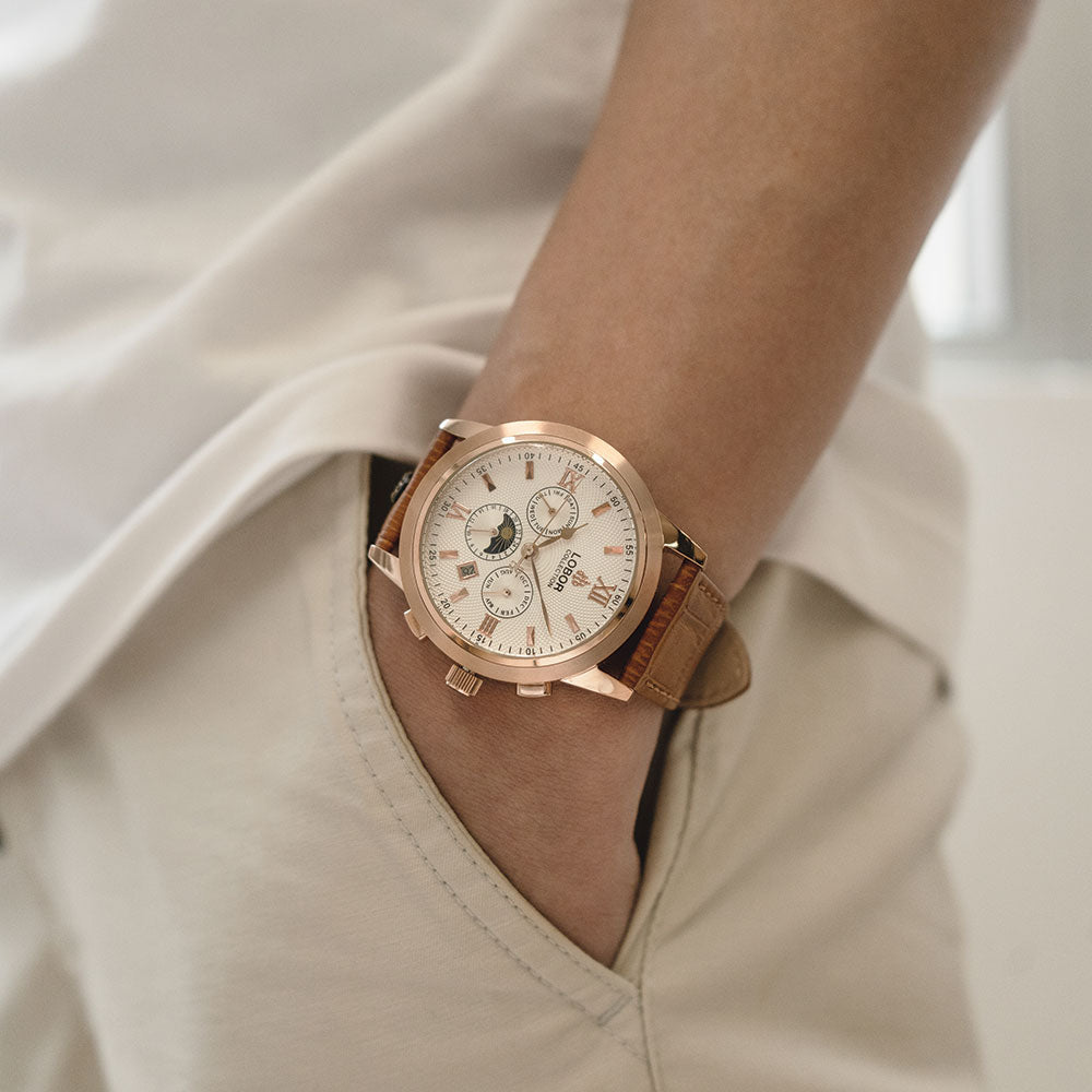 ロバー LOBOR   CELLINI GUILDFORD (BROWN) Cellini Guildford Brown 34mm | Multi-functional Moonphase