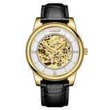 Black skeleton watch for men