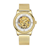 Gold skeleton watch for women