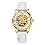 White skeleton watch for women