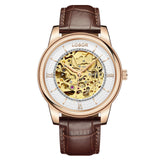 Brown skeleton watch for men