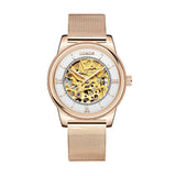 Rose Gold skeleton watch for women