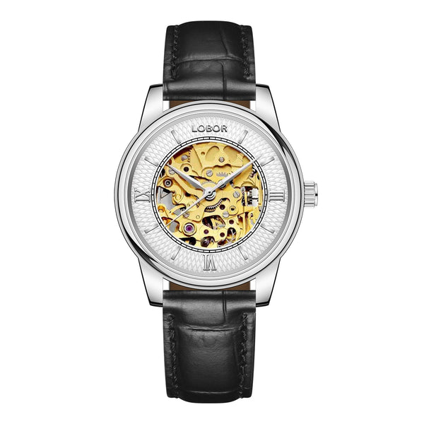 Black skeleton watch for women