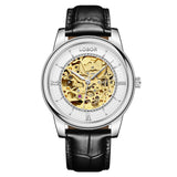 Black skeleton watch for men