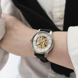 Black skeleton watch for women