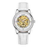 White skeleton watch for women