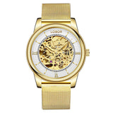 Gold skeleton watch for men