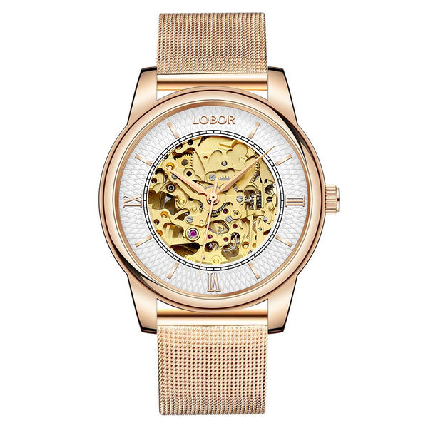 DYNASTY QUADS７GOLD Dynasty Charlemagne Mesh 40mm | Skeleton Automatic Watches For Men