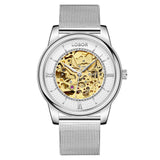 Silver skeleton watch for men