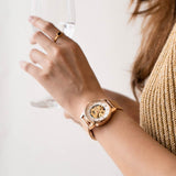 Rose Gold skeleton watch for women