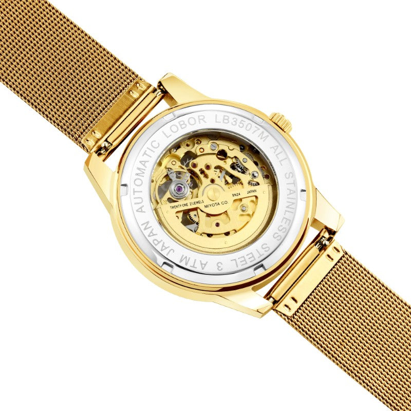 Gold skeleton watch for men