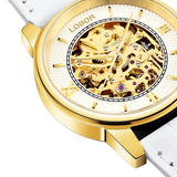 White skeleton watch for men