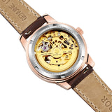 Brown skeleton watch for women