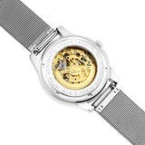 Silver skeleton watch for men