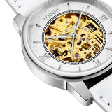 White skeleton watch for men