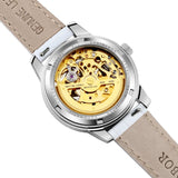 White skeleton watch for men