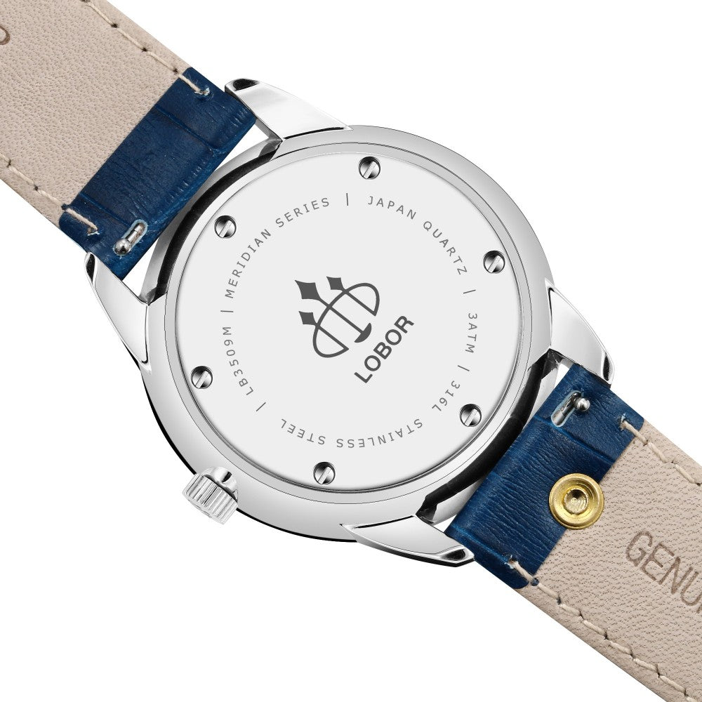 Equinox Blue 40mm | Affordable Moonphase Watches | LOBOR Watches