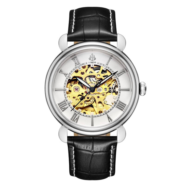 Black skeleton watch for men