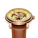 Brown skeleton watch for men