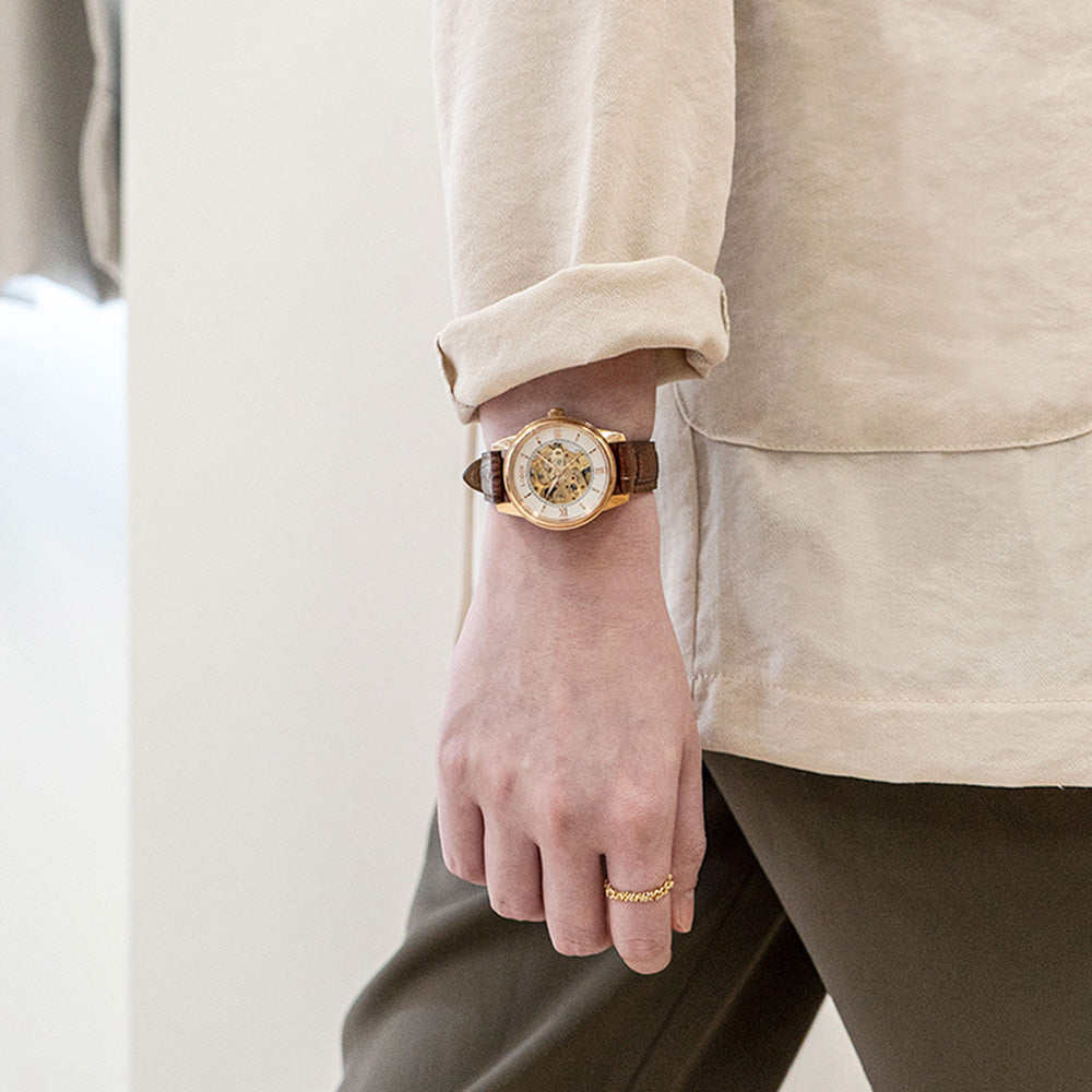 正規品 LOBOR ロバー DYNASTY CHARLEMAGNE BROWN Dynasty Charlemagne Brown 35mm | Skeleton Automatic Watches For