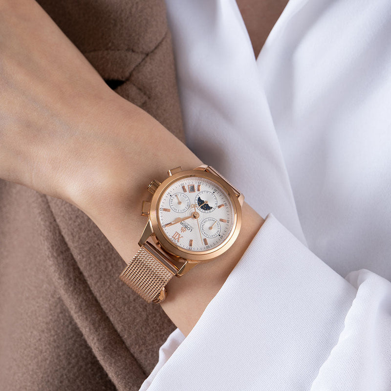 Rose gold moonphase automatic watches  for women