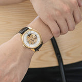 Black skeleton watch for men