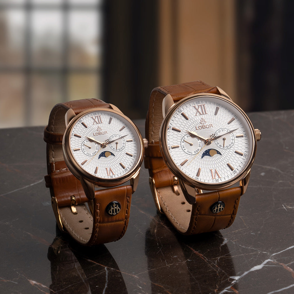 Perihelion Brown 40mm | Affordable Moonphase Watches | LOBOR Watches