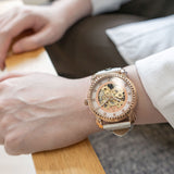 Brown skeleton automatic watches for men 