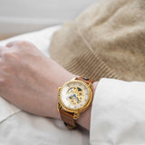 Brown skeleton automatic watches for women 