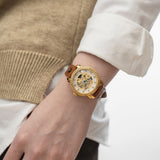 Brown skeleton automatic watches for women 