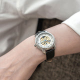 Black skeleton automatic watches for women 