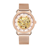 Rose gold skeleton automatic watches for men