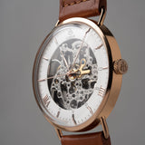 Brown skeleton watch