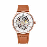 Brown skeleton watch