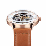 Brown skeleton watch