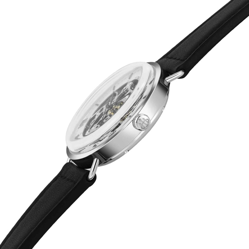 Black skeleton watch