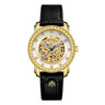 Black skeleton automatic watches for women 