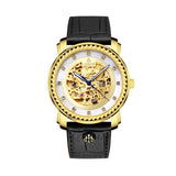 Black skeleton automatic watches for men 