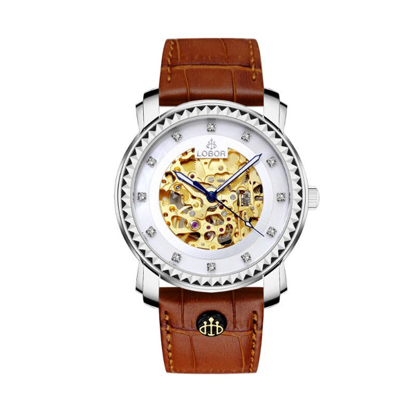 Brown skeleton automatic watches for men 