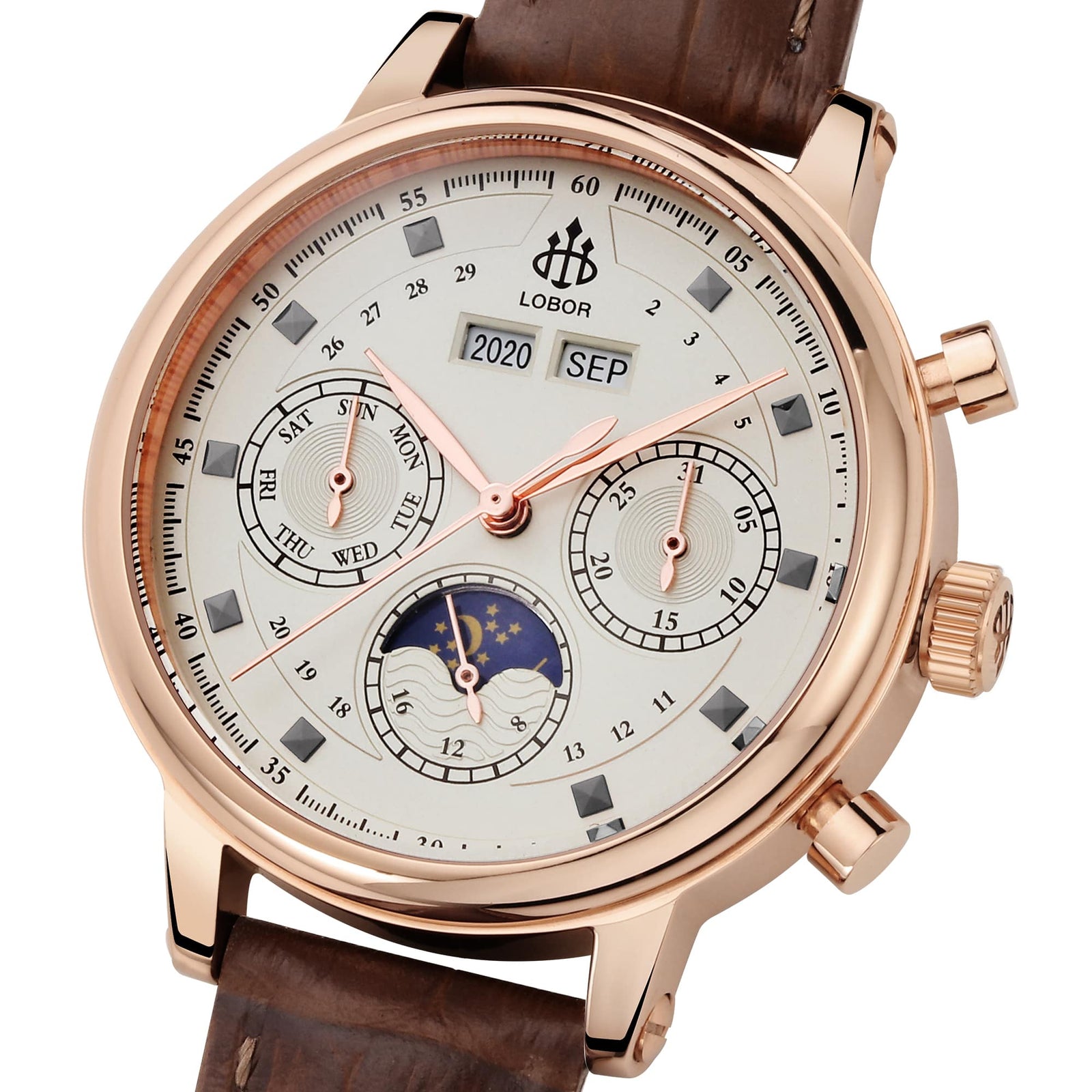 HERITAGE CANTERBURY BROWN 35MM Leather Watches | LOBOR Watches