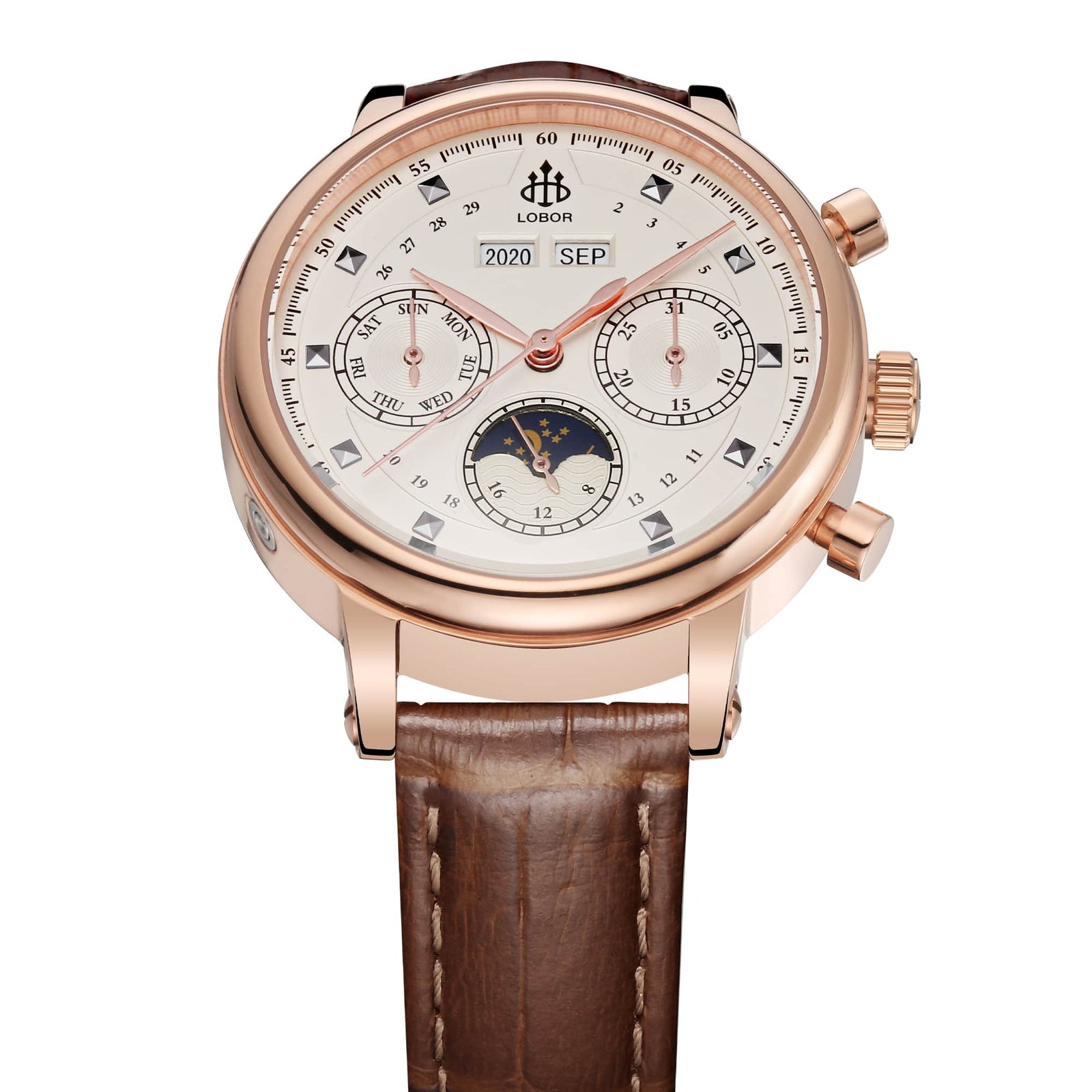 HERITAGE CANTERBURY BROWN 35MM Leather Watches | LOBOR Watches