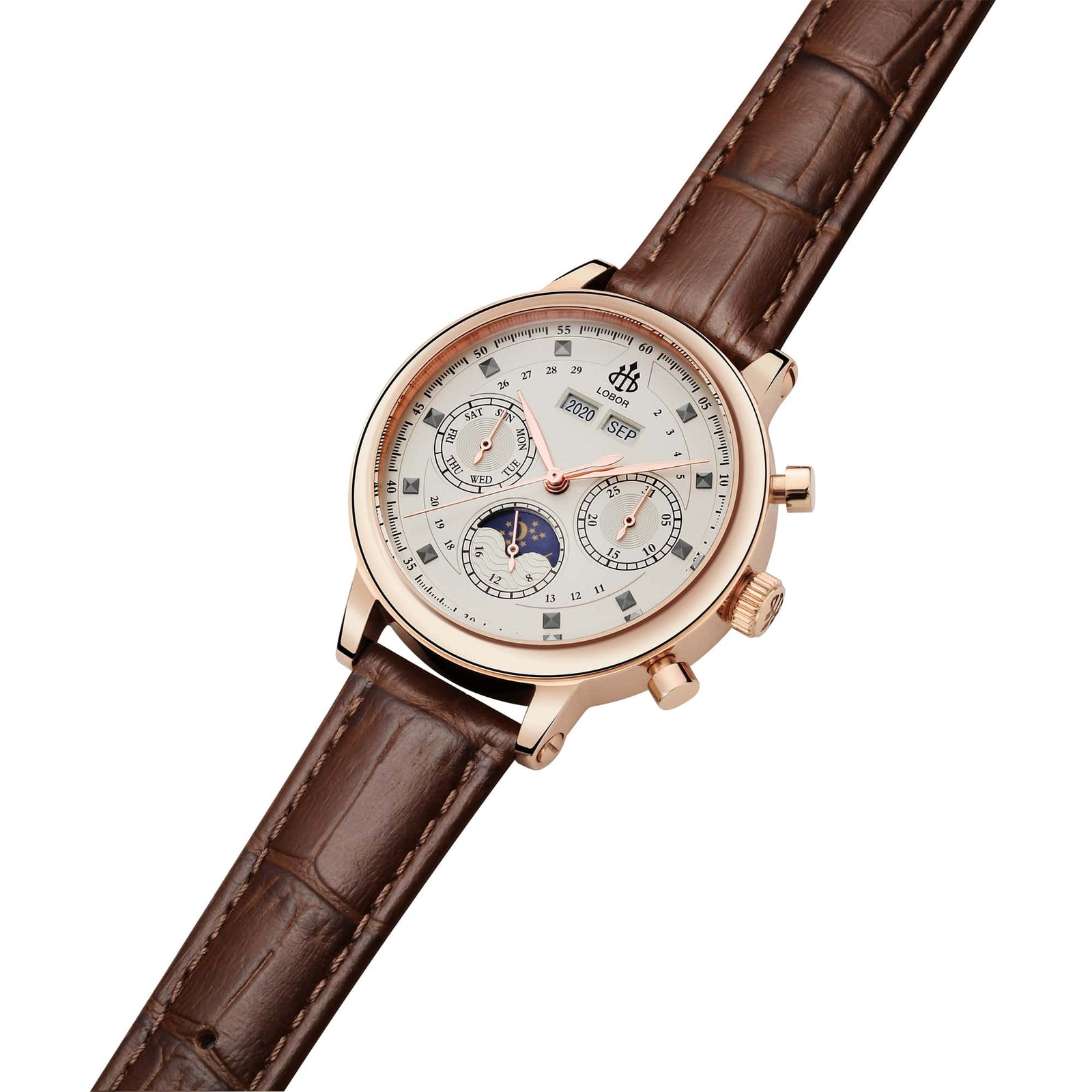 HERITAGE CANTERBURY BROWN 35MM Leather Watches | LOBOR Watches
