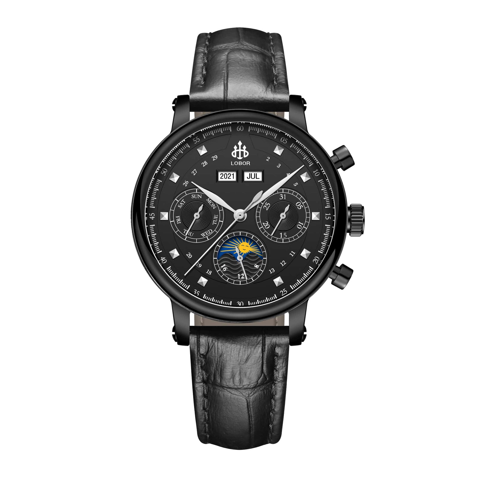 HERITAGE DURHAM BLACK 35MM Leather Watches | LOBOR Watches